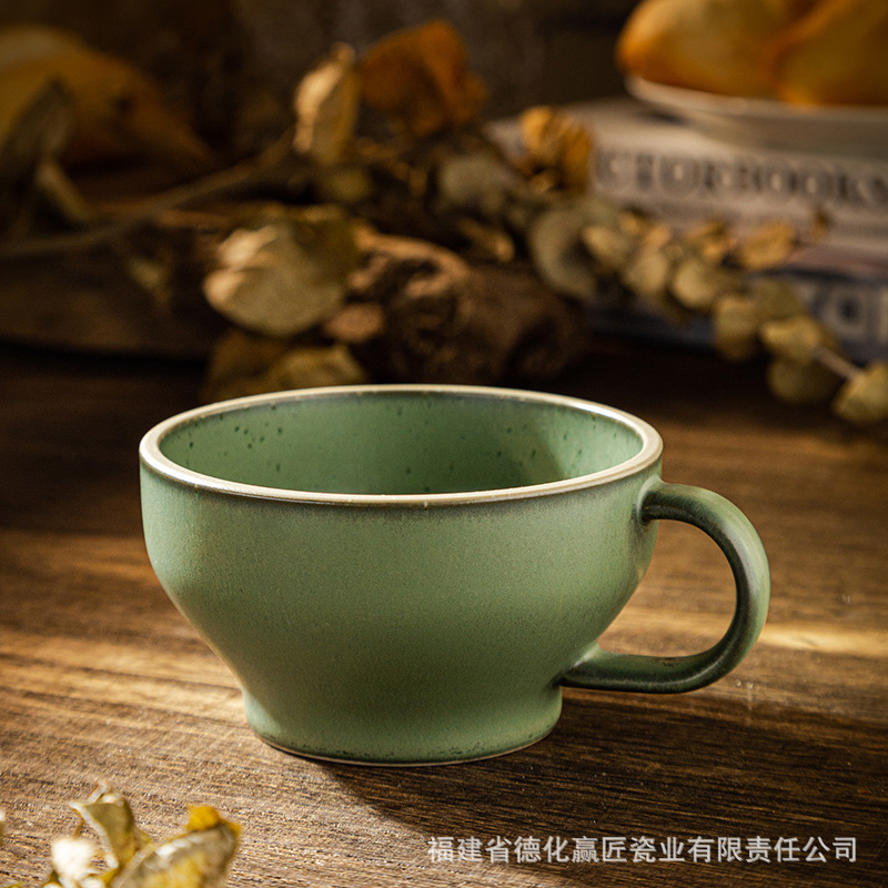 Taza de café de cerámica japonesa retro taza de marca de regalo de mano taza de agua de alta calidad taza de leche agria taza de pudín de desayuno