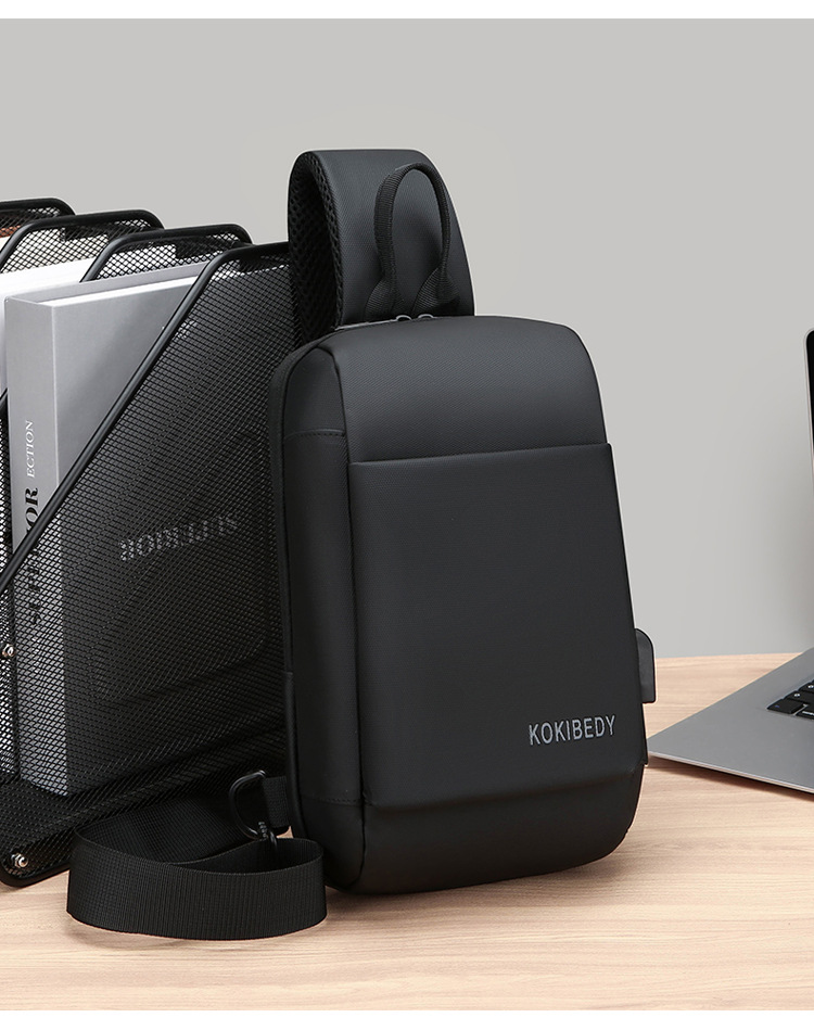 USB charging port bag, fashionable single-shoulder crossbody bag, cross-border wholesale men's chest bag, multi-functional sports chest backpack undefined