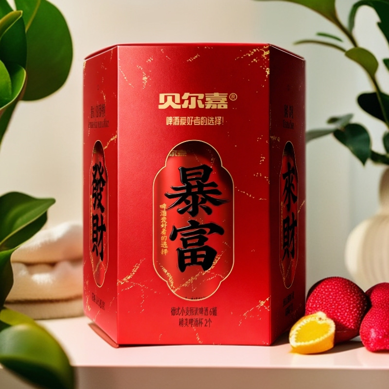 贝尔嘉暴富新年礼盒精酿原浆啤酒1L*6