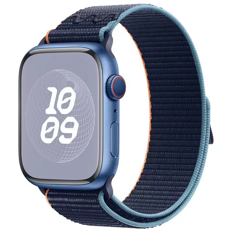 Плетёный нейлоновый браслет для часов (совместим с Apple, Nike), дышащий, размеры 20/22 мм для 38–49 мм