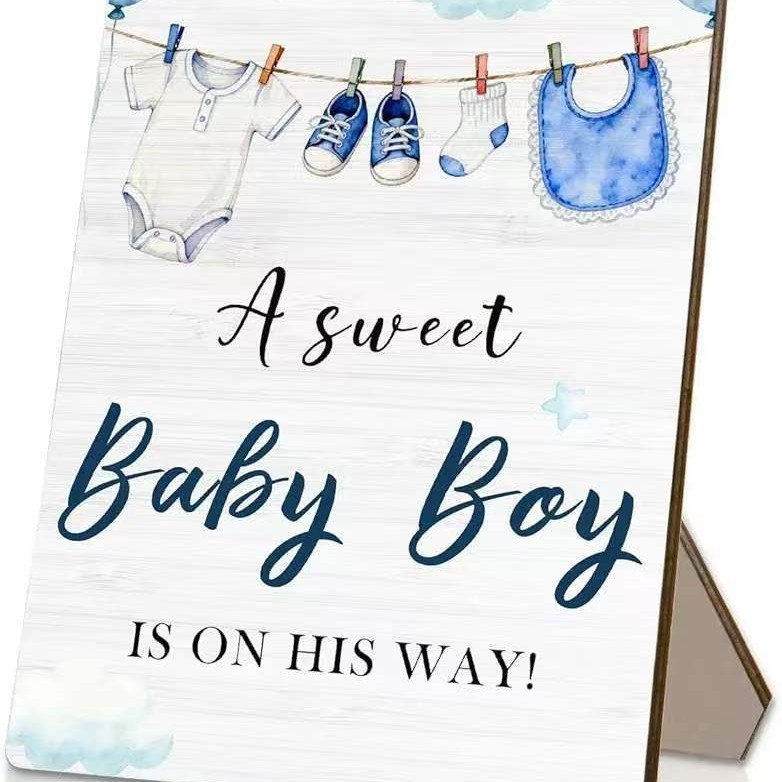 Wooden Picture Frame Baby Shower Baptism Party Game Sign Kit Decorative Gender Reveal Party Decoration Wooden Signs