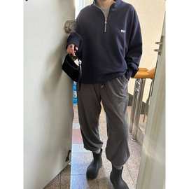 现 2025冬季新款韩国设计师ribb*nbit慵懒风休闲抽绳束脚卫裤