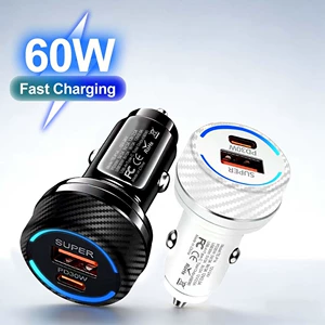 Dairəvi İkili İnterfeys USB+PD30W Sürətli Şarj Avtomobil Şarj Cihazı