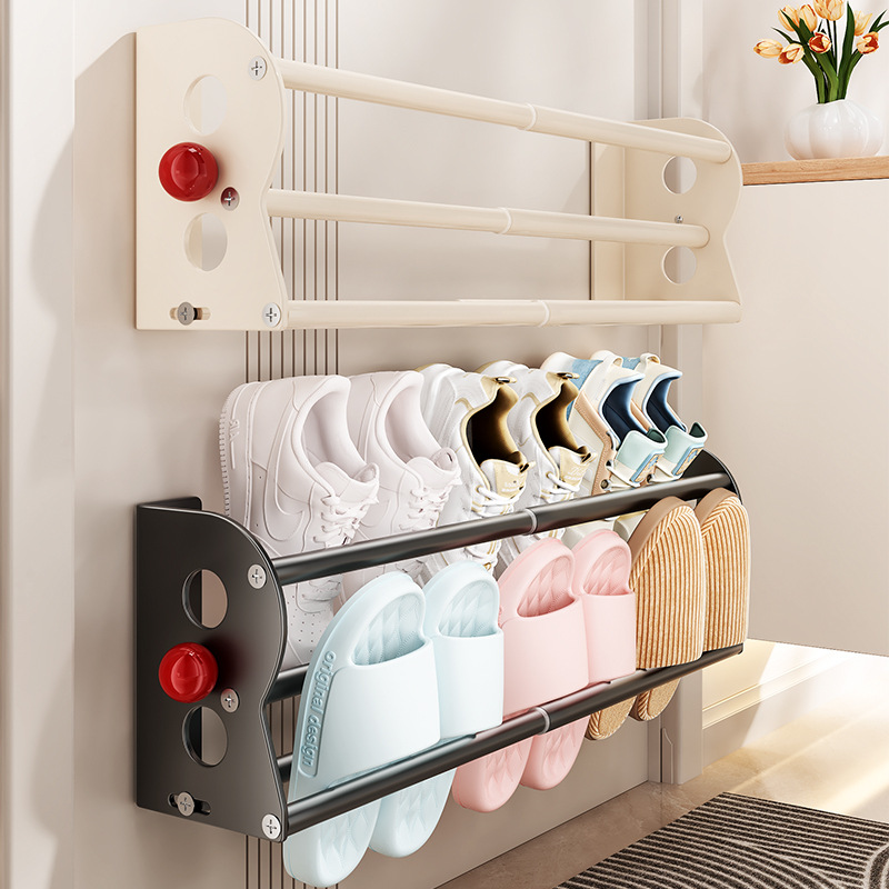 Magnetic Slipper Hanger Wall-Mounted Storage Rack for Behind the Entrance Door, No-Drill Magnetic Shoe Storage Rack