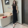 Retro cheongsam dress， children's slim fit， hip wrapped dress， long skirt