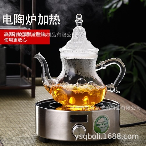 Teapot High borosilicate glass flower teapot Moroccan style teapot small capacity household transparent coffee flower teapot