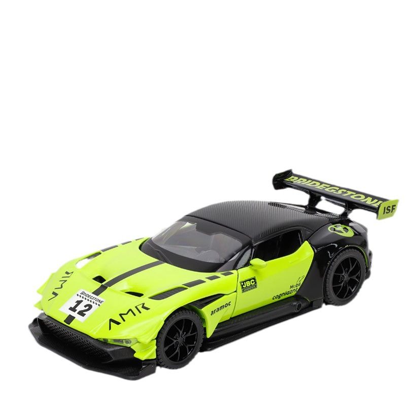 Zhongyuan xinghejin coche modelo 1: 32 Martin Vulcan deportes coche pista versión 3 puerta abierta tire hacia atrás modelo de juguete caja de polvo