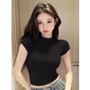 Yoga Short-sleeved T-shirt Women's Pure Sweet Spice Girl's Tight Sexy Short Top for Outer Wear Fitness Training Running Sports