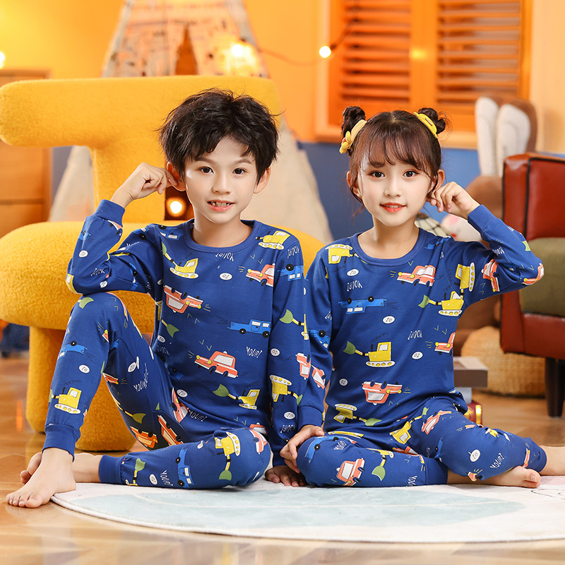 SS 블루 풀 프린트 자동차 잠옷 세트