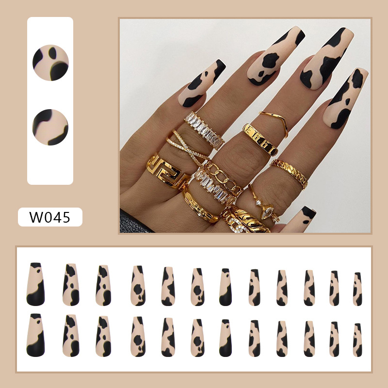Frosted Leopard W045 Nail Frosted Long Ballet European and American False Nail Nail Patch Wear nails Finished