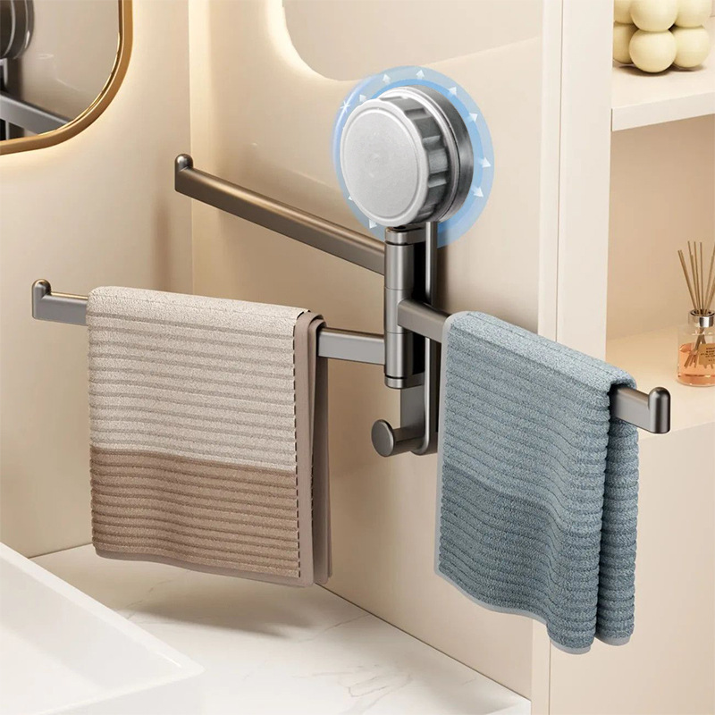 Household kitchen rag rack, multi-rod rotatable draining rack for sink and window sill, wall-mounted towel rack