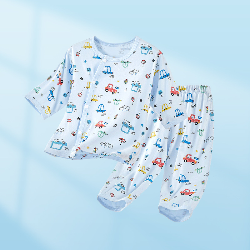 Set de verano para bebés delgado de manga media ropa de verano para niños niñas con media manga de aire acondicionado pijamas ropa de bebé