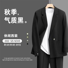 休闲西装2件套裤子套装春秋季西服套装宽松韩版痞帅青年男轻熟风