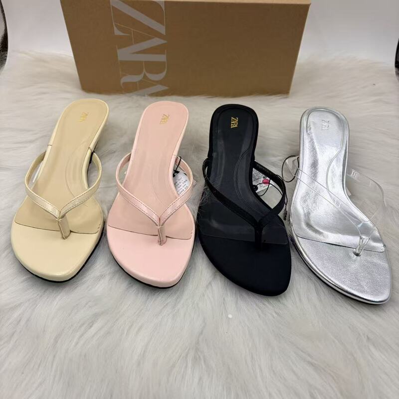 Za2026 New Product Comfortable Cat-Heel Versatile Thong Sandals Simple Holiday Style Flip-Flops High-Heeled Sandals for Women Za2026 New Product Comfortable Cat-Heel Versatile Thong Sandals Simple Holiday Style Flip-Flops High-Heeled Sandals for Women