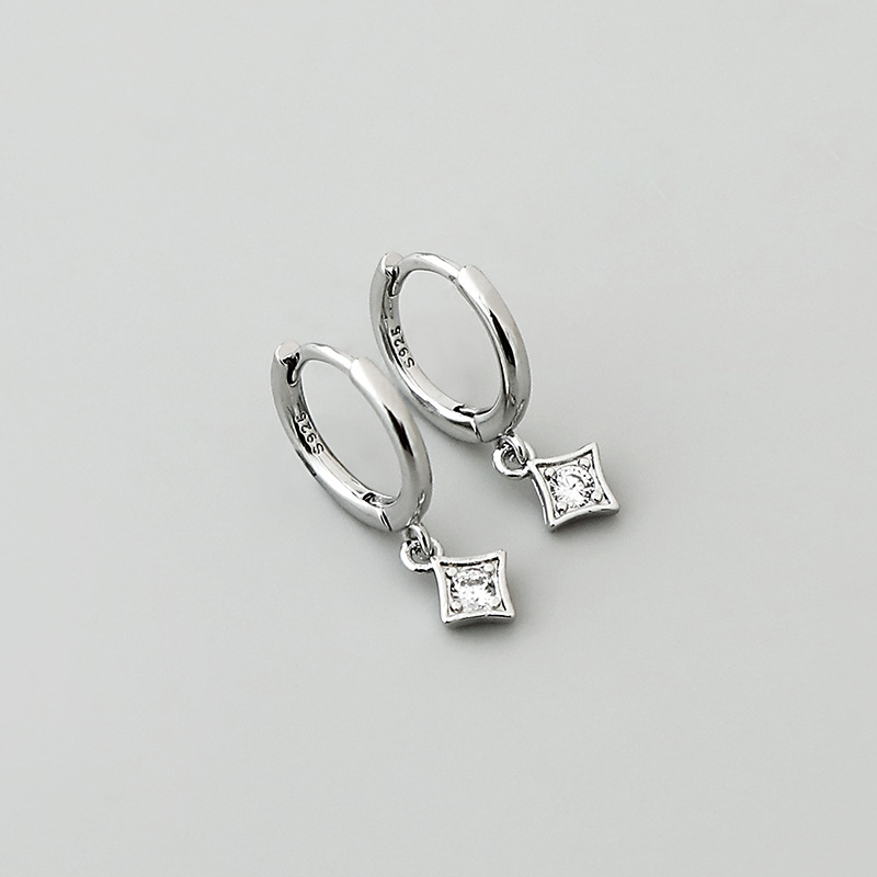 simple square zircon pendant ear clip wholesale Nihaojewelrypicture3