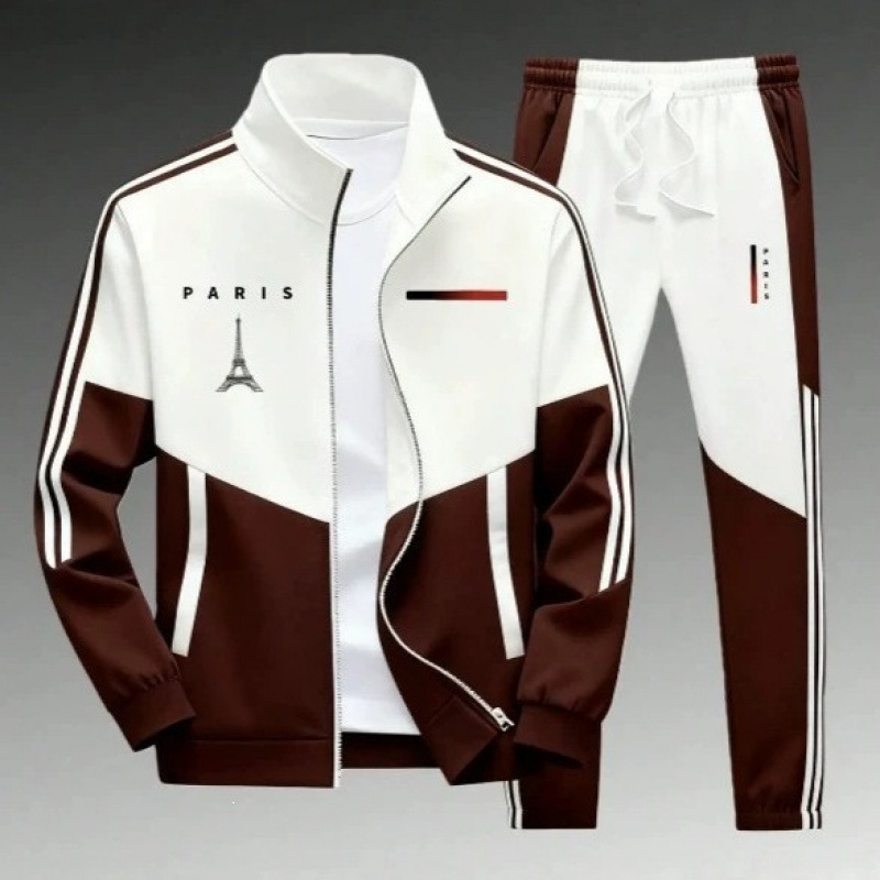New Cross-Border Digital Print Trendy Jacket with Zipper, Long-Sleeve Coat, and Sweatpants Two-Piece Set for Casual and Versatile Wear