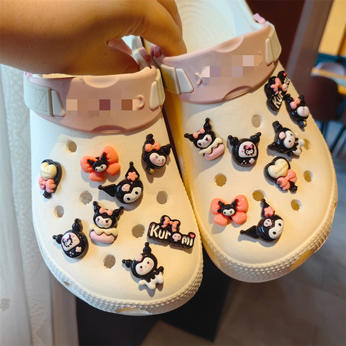 New Japanese three-dimensional black Lolita cute shoes flower hole shoes shoe buckle removable decorative buckle bow