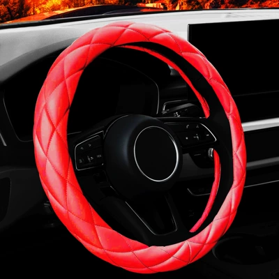Steering wheel cover – Car Steering Wheel Cover Rhinestone - red-diamondless-38cm