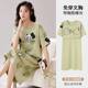 Women's Nightgown with Chest Pad Mid-length Summer Short-sleeved Loose plus size Women's Outwear Pajamas Internet Celebrity Live Explosions