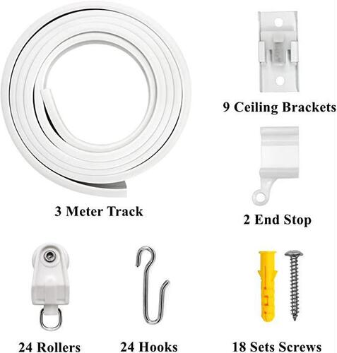 1/2/3/5 meter curved track set U-shaped curtain curved track pulley installation code screw rubber plug accessories