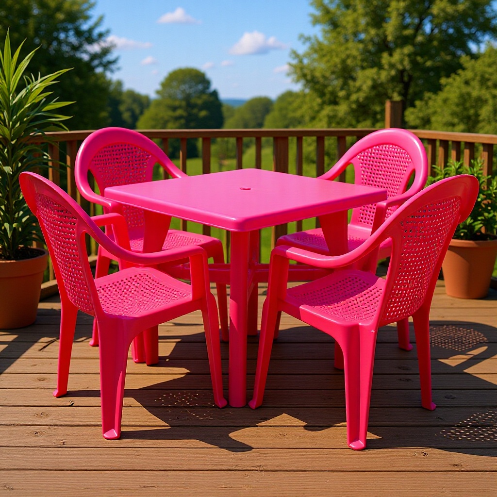 Plastic table, chair, and stool beach performance restaurant