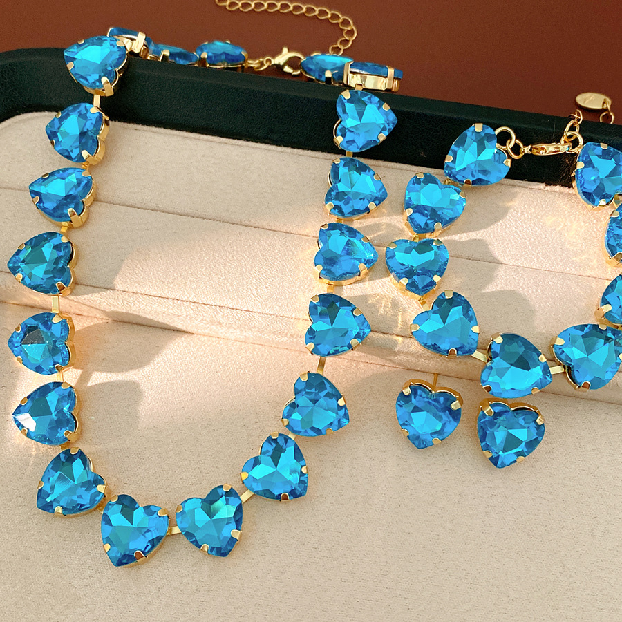 Medieval vintage diamantes amor pulsera pendientes collar ligero lujo nicho cadena clavícula de alta calidad conjunto de joyas image 7