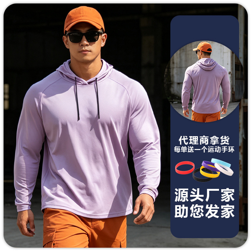 Ropa de protección solar de hombre con sombrero de mangas largas fitness deportivo al aire libre chaqueta de pesca de entrenamiento profesional de baloncesto para correr maratón
