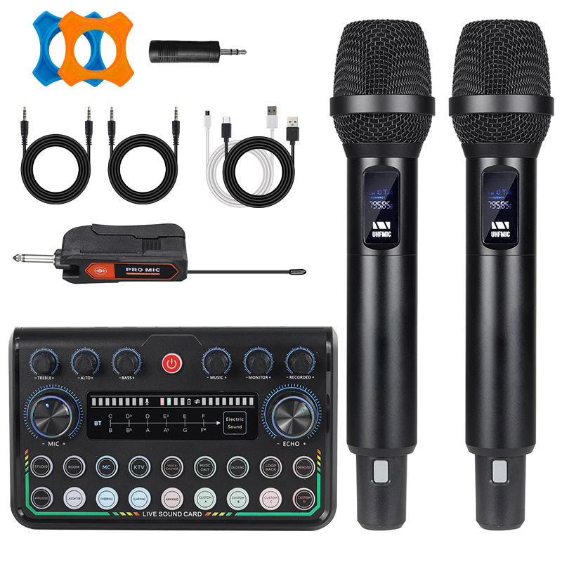 Electric Wireless Microphone One-To-Two Stage Ktv Live Singing Handheld Microphone Pull Rod Speaker Microphone