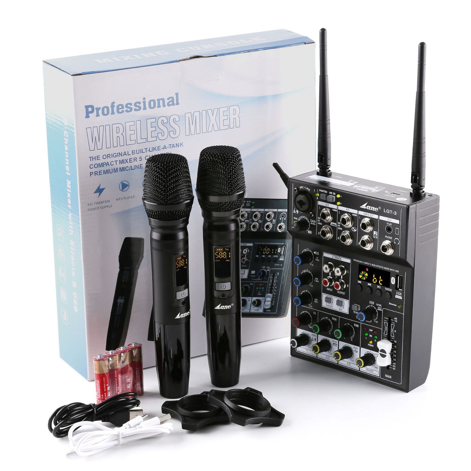 lane莱茵 LGT—3 调音台 2路带混响USB无线 舞台演出K歌调音台