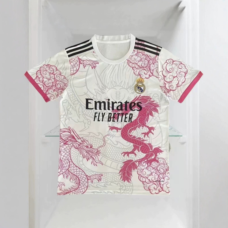 Real Madrid Training Quick-Dry Breathable T-Shirt Jersey with Dragon Print, New Special Edition, Unisex Football Sports Short Sleeve