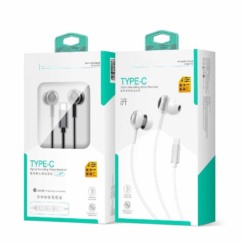 Skn -I7T Type-C Interface Wired Headphones Are Suitable for Flat-Head Universal Headphones for Apple 16 Android Phones