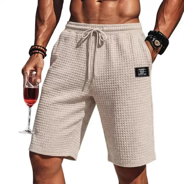 2026 New Cross-Border Independent Brand Waffle-Style Men's Summer Thin Casual Fashion Beach Shorts Five-Point Shorts