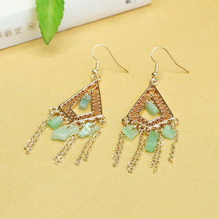 Aiyu Natural Burmese A Jade Fruit Green Shaped Earrings Geometric Ear Hook Women Wholesale Hair AY3120902