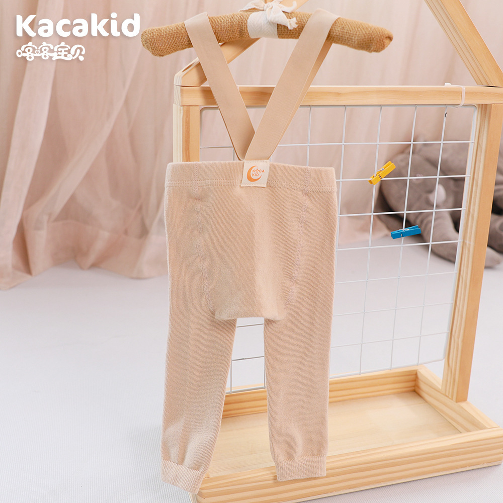 Pantimedias de correa para bebé de primavera y otoño cuidadosamente seleccionadas, pantimedias de protección del vientre de cintura alta, leggings de color sólido para bebés y niños pequeños