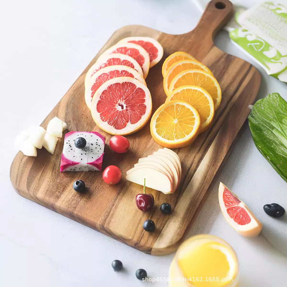 Tablero de corte de madera de acacia transfronterizo tabla de cortar de madera Hotel cocina tabla de cortar de madera Placa de pan queso filete pizza bandeja