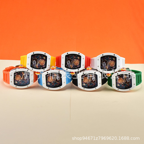 Men's watch hollow trendy fashionable ceramic watch hollow Japanese and Korean style men's quartz watch men's watch