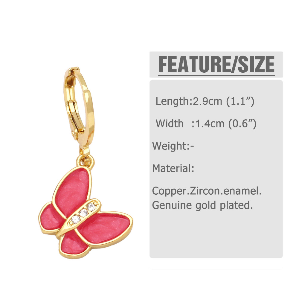 Mode Papillon Le Cuivre Incruster Zircon Boucles D'oreilles 1 Paire display picture 1