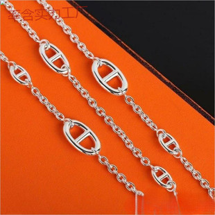Long Sweater Chain with Pig Nose Design, Non-Fading Bag Shoulder Chain, Summer Clothing Chain, Yongyanzi Wood Titanium Steel