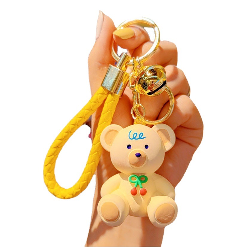 Nueva creativa cereza oso llavero moda femenina lindo exquisito resina muñeca colgante