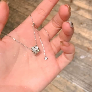 s925纯银小蛮腰项链女轻奢小众设计感配饰新品跨境白贝母流苏吊坠