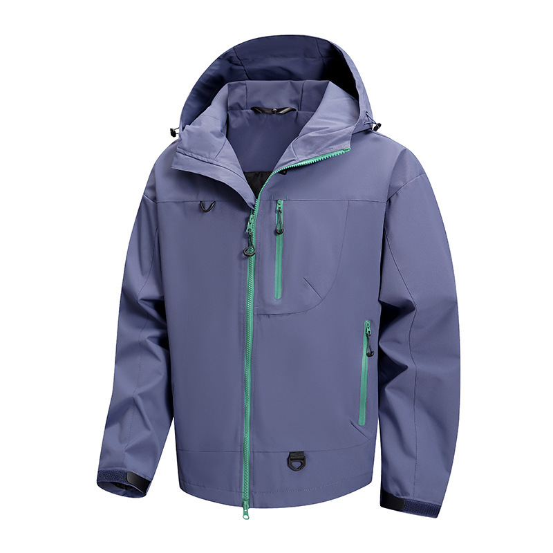 情侣登山服冲锋衣男女款外套春秋休闲宽松连帽夹克户外露营骑行服|undefined