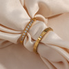 Brand fashionable ring, accessory stainless steel, golden zirconium, European style, light luxury style, 750 sample gold