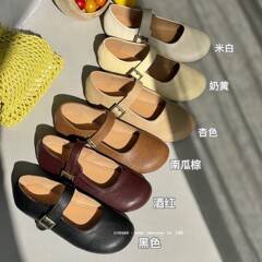 复古平底玛丽珍鞋2025春夏新款小皮鞋一字带奶奶鞋日系圆头单鞋女