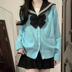 春秋JK制服vネックメリヤスカーディガン