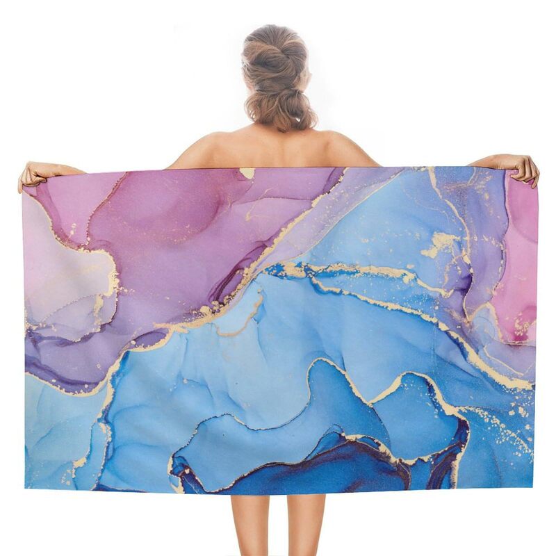 Cross-border blue luxury marble printing beach towel quick-drying swimming bath towel sports fitness towel factory direct sales Cross-border blue luxury marble printing beach towel quick-drying swimming bath towel sports fitness towel factory direct sales