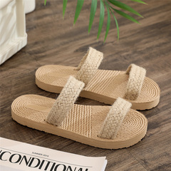 Ethnic style imitation straw travel imitation espadrille women's slippers Korean fashion outer wear slip-on fashion beach slippers for girls