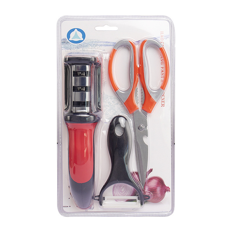afilador de cuchillos artefactos mágicos suministros de cocina set de tres piezas afilador de cuchillos tijeras planador de melón afilador de cuchillos doméstico cocina necesaria