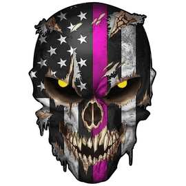 骷髅美国国旗乙烯基贴纸汽车卡车狙击手海军陆战队陆(紫色黄眼)