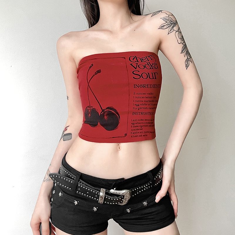 Q326Tp European and American Cross-Border Fashion Sweet Cute Sexy Hottie Tube Top with Positioning Print Versatile Fashion Top Q326Tp European and American Cross-Border Fashion Sweet Cute Sexy Hottie Tube Top with Positioning Print Versatile Fashion Top