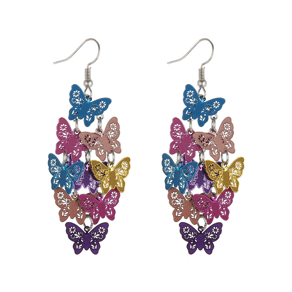 Colorful Shell Butterfly Sequins Long Womens Earrings Affordable Luxury Fashion Design Cold Style European and American Style Exaggerated Earringspicture12